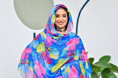 Blue Flowered Thoub
