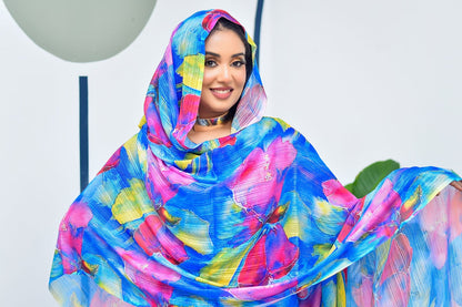 Blue Flowered Thoub