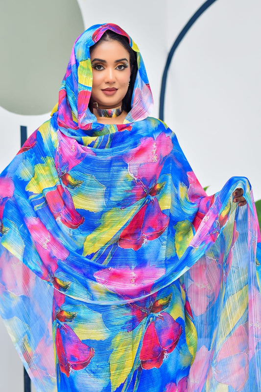Blue Flowered Thoub